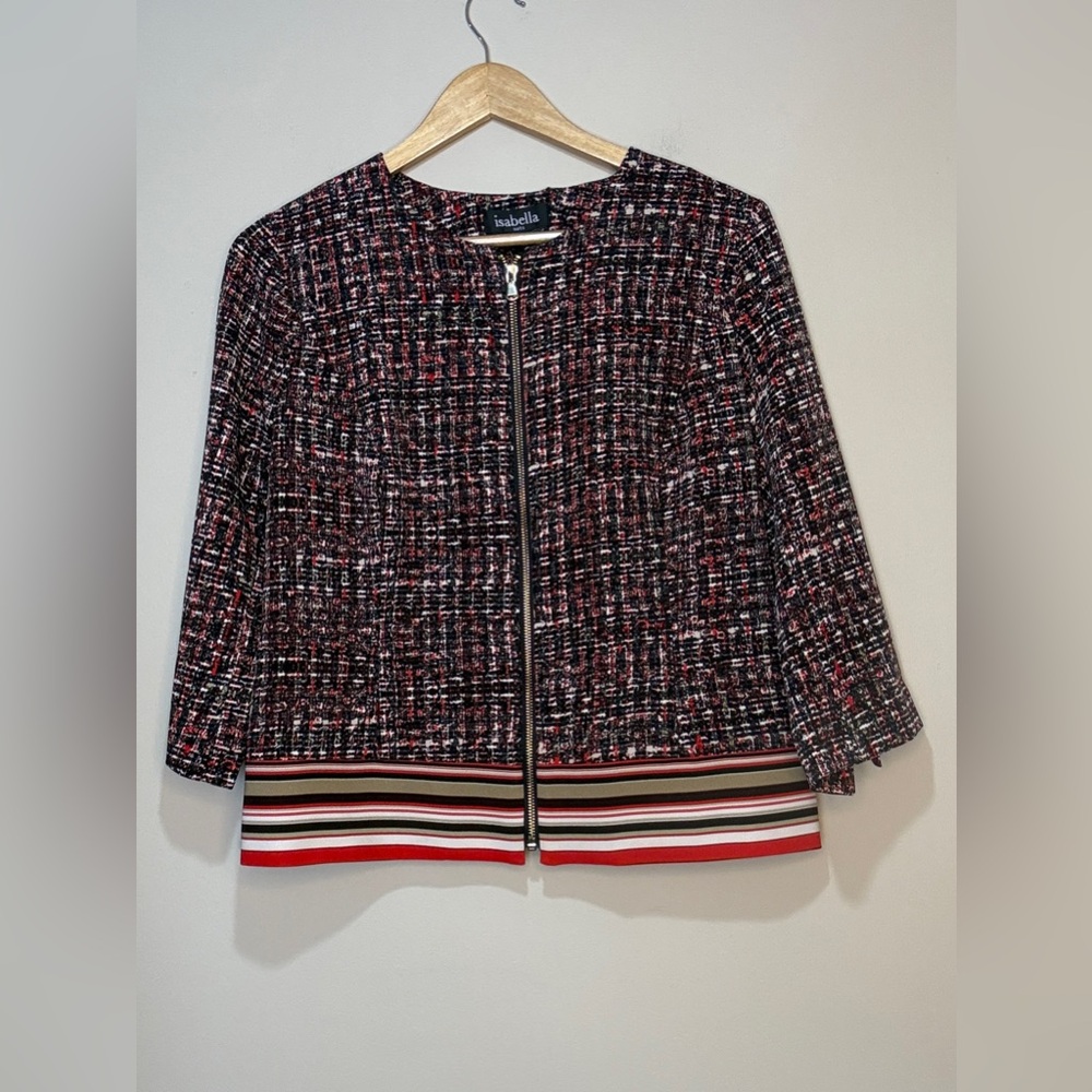 Chic Women's Black and Red Patterned Blazer